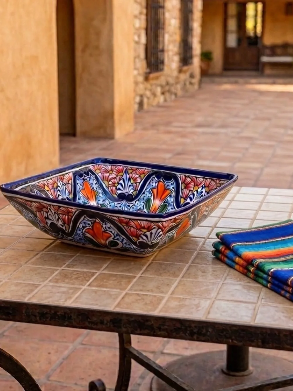 Vintage Talavera Rectangular Serving Bowl Pottery Dish Hand Crafted Mexico 12” - Picture 2 of 10